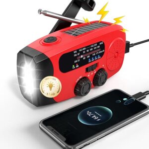 Radio de emergencia solar/batería/manivela con linterna